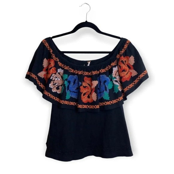Free People Floral Embroidered Loose Fit Top - Picture 1 of 9